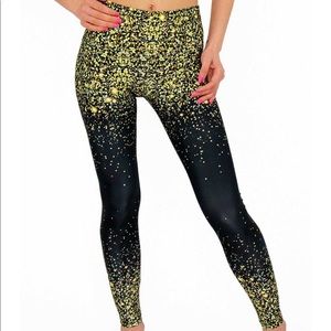 NWT Glitter Gold Sparkle Full Length Women Legging